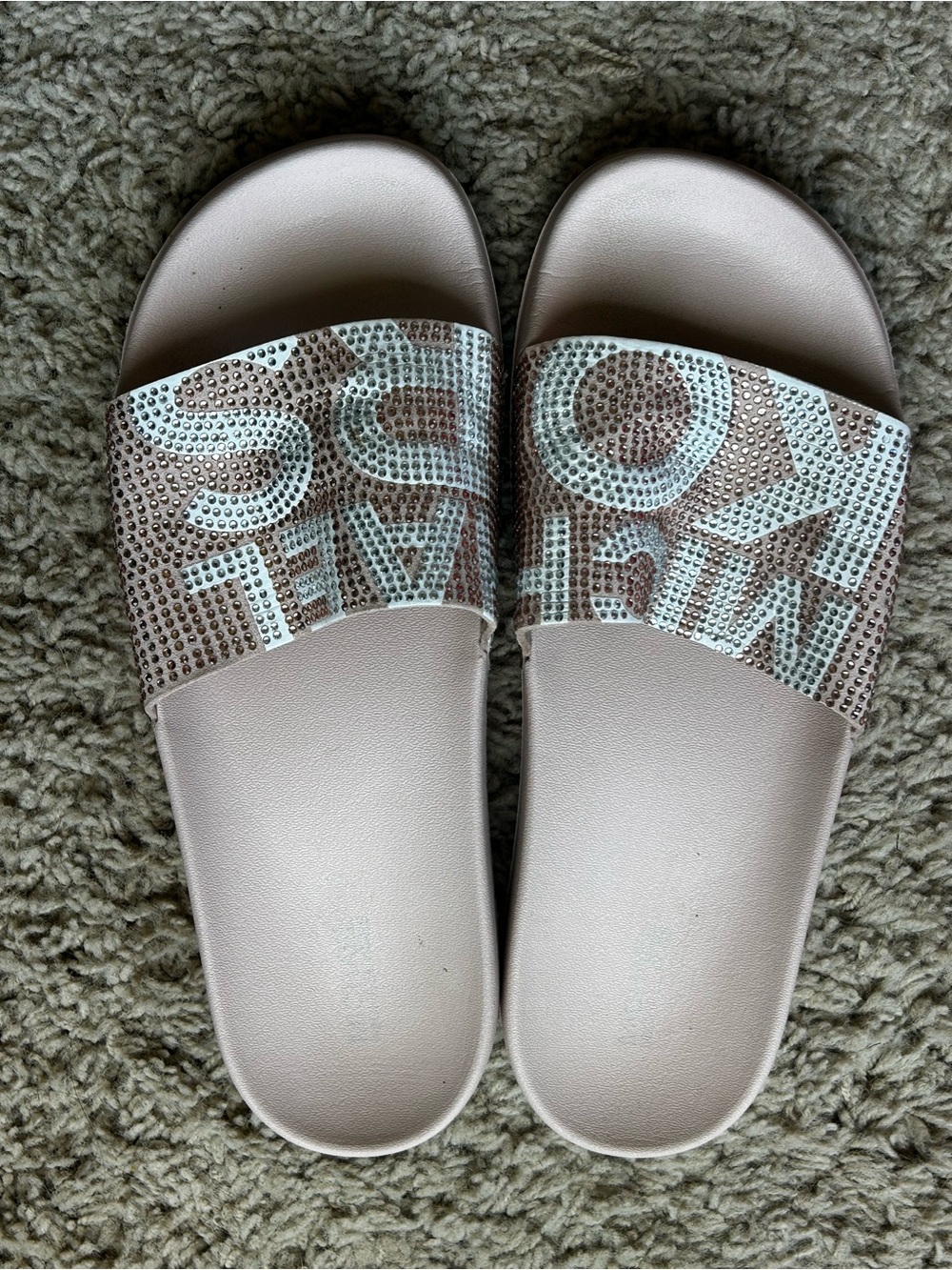 Michael Kors Rhinestone Logo Slide Sandals - Blush